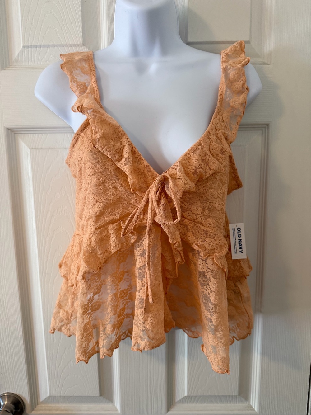 Old Navy Peach Lace Ruffle Tie-Front Camisole